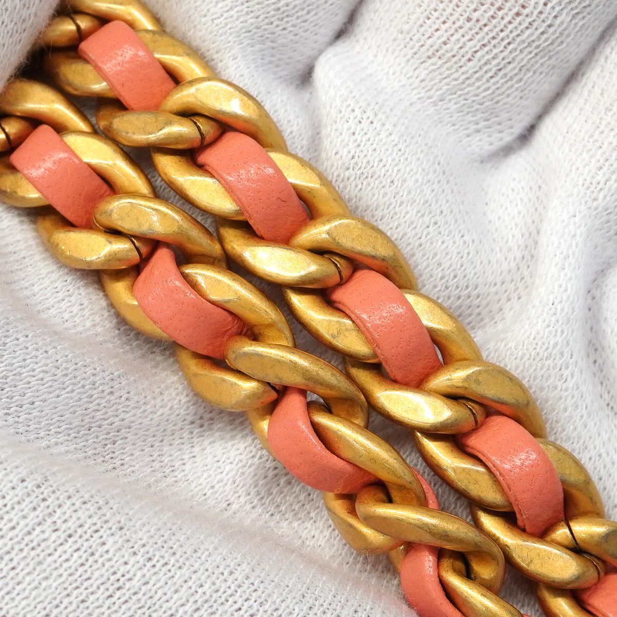 Chanel Handbag Quilted Lambskin Salmon Pink Gold 2-Way — view 9