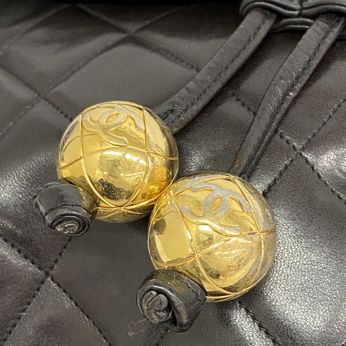 Chanel Backpack Quilted Lambskin Black Gold — view 9