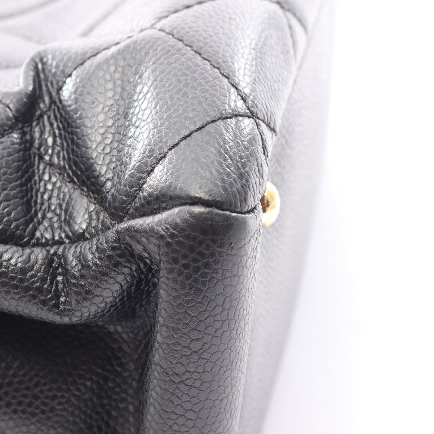 Chanel Tote Quilted Black Caviar Leather CC Logo Chain — view 9