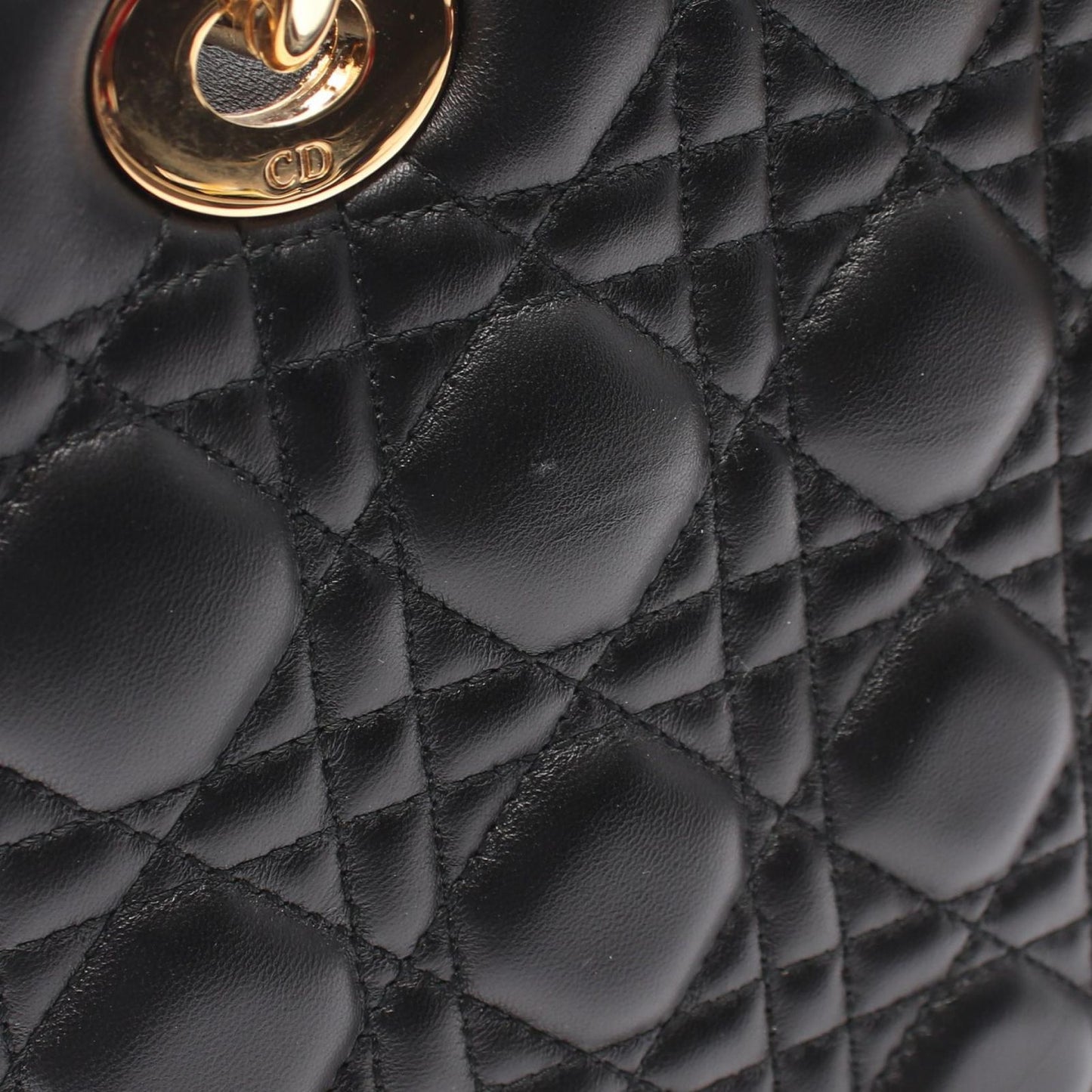 Dior Handbag Lady Dior 2-Way Black Leather Cannage Tote — view 7