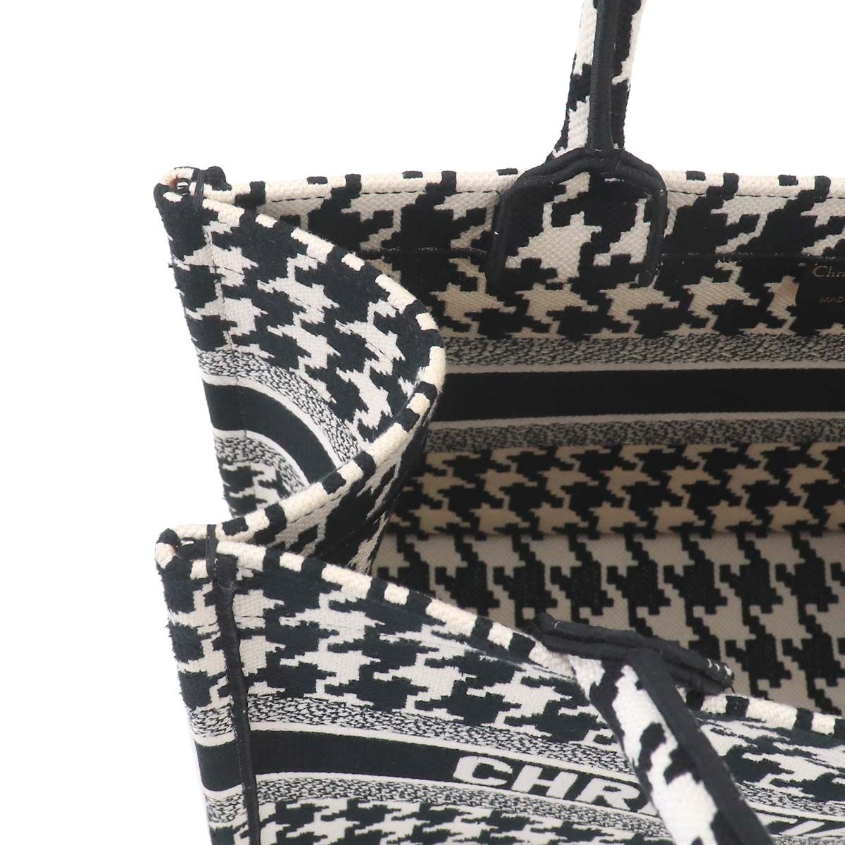 Dior Book Tote Canvas Black Houndstooth — view 9