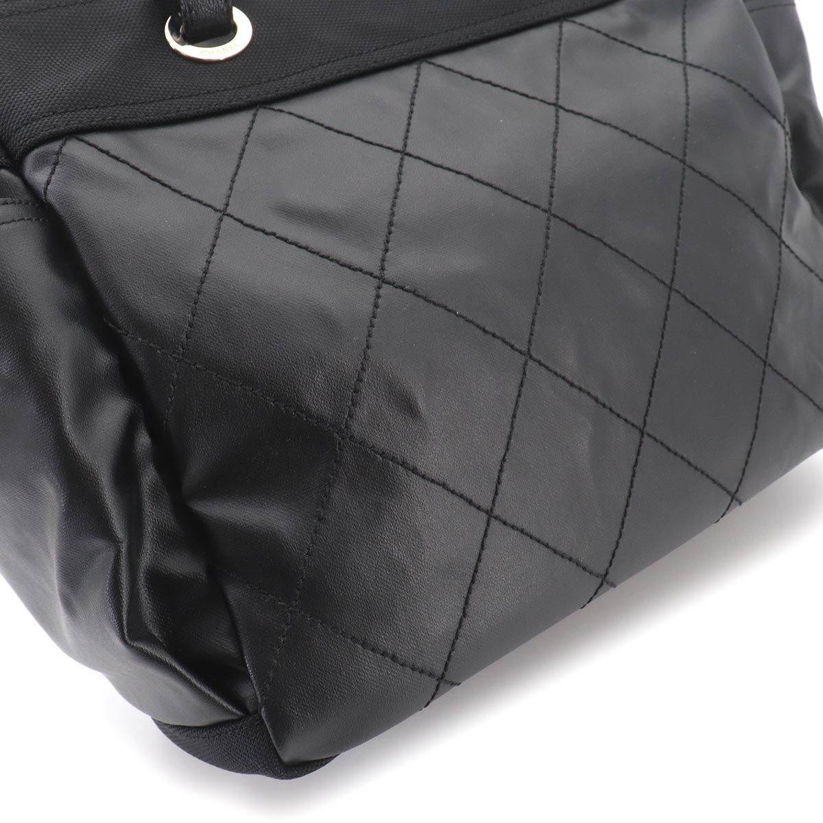 Chanel Paris Biarritz GM Tote Nylon Leather Black — view 9