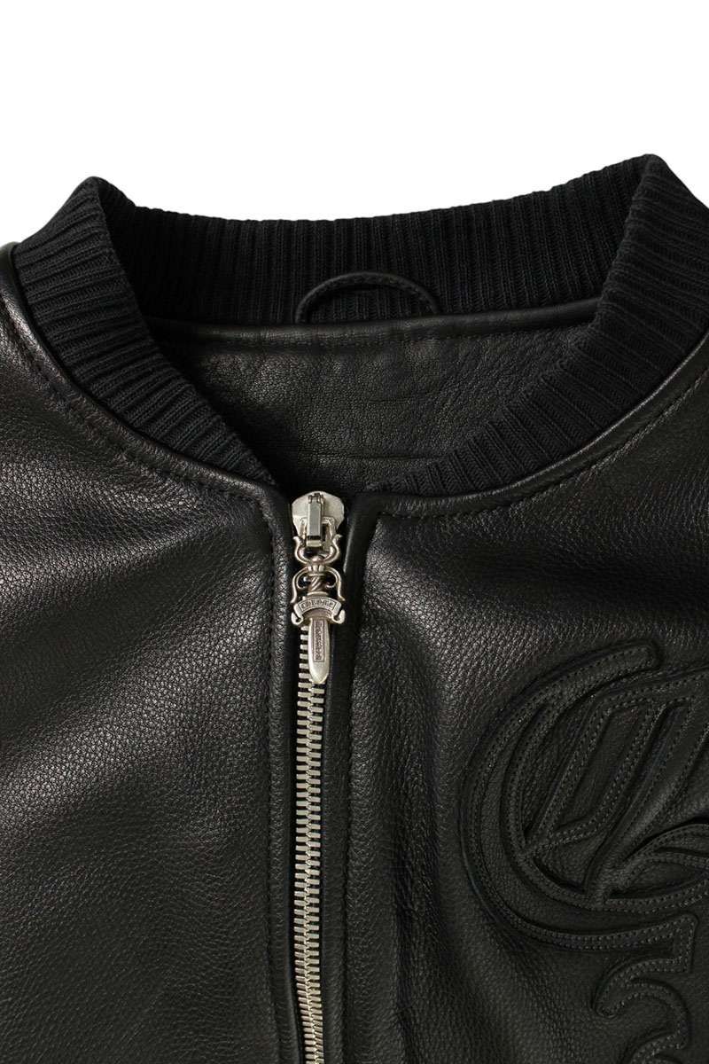 Chrome Hearts on Target CH Logo Patch Leather Bomber Jacket — view 3