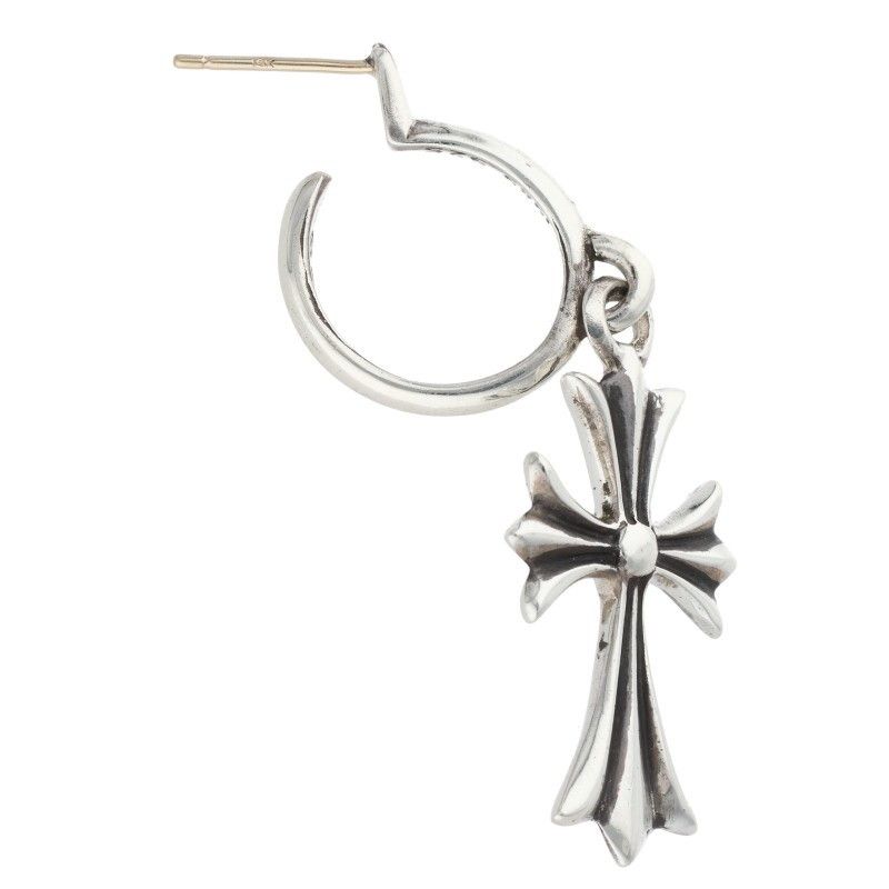 Chrome Hearts Tiny CH Cross Hoop Silver Earrings — view 5