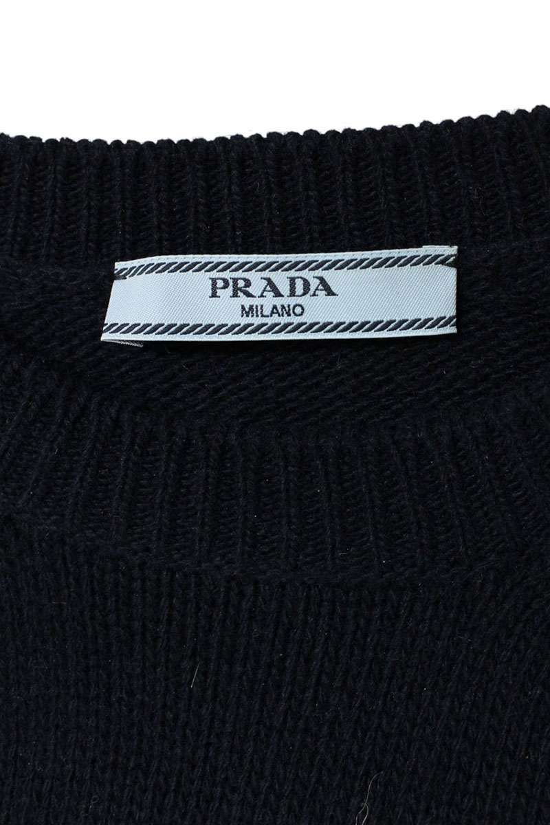 Prada Wool Cashmere Logo Embroidery Short Sleeve Knit T-Shirt 36 Sweater — view 3