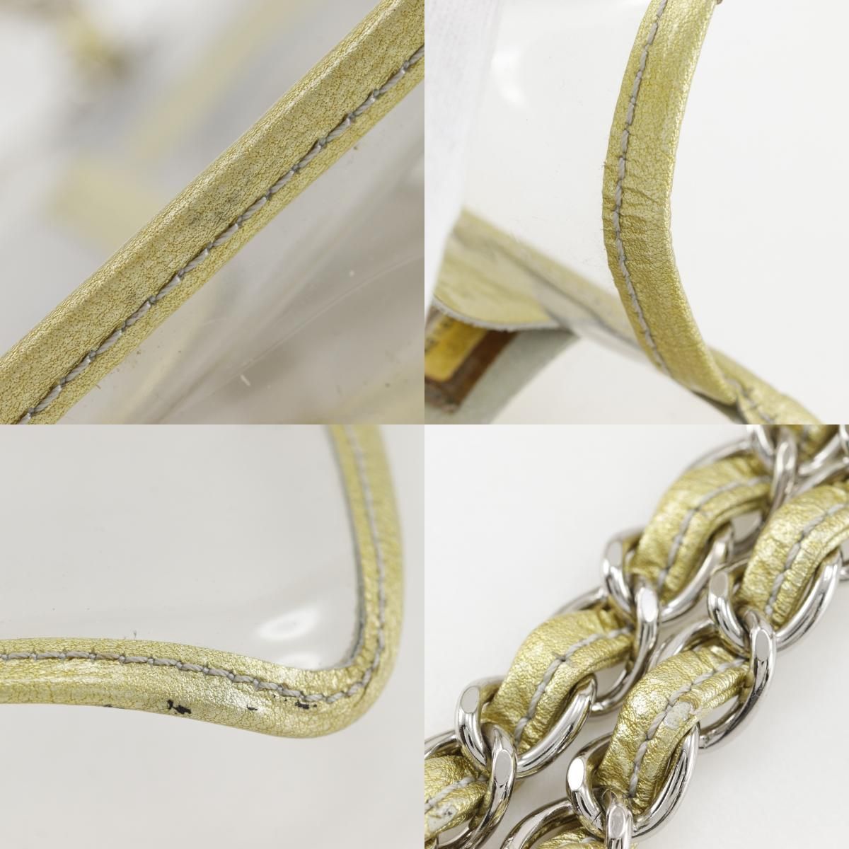 Chanel Chain Shoulder Bag Vinyl Clear Gold — view 8