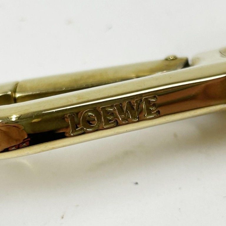 Loewe Bag Charm Brown Leather Audio Blue Motif Gold — view 6