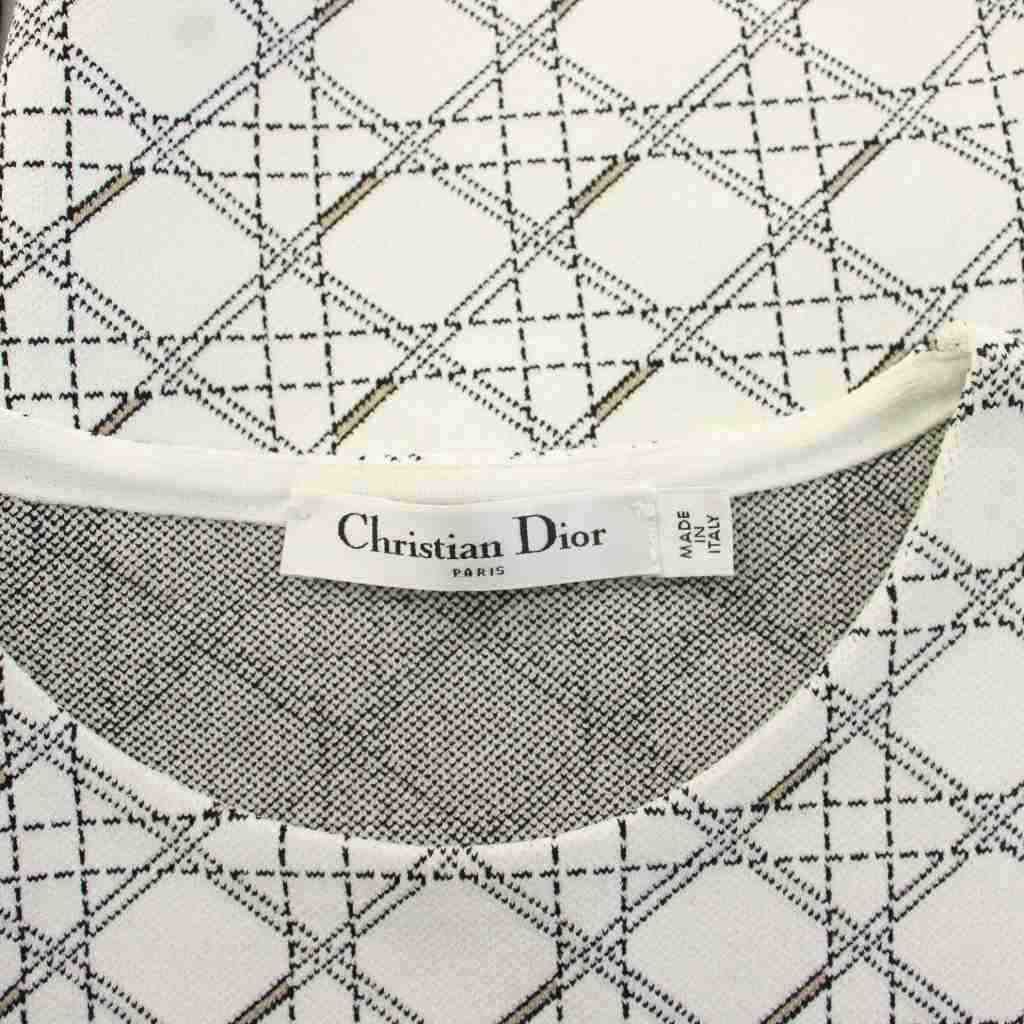 Dior Cannage Knit Top Short Sleeve 44 White Sweater — view 7