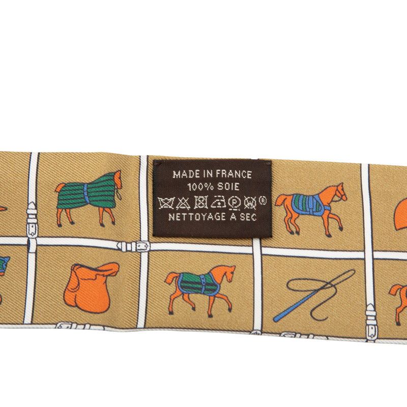 Hermes Twilly Horsewear Couvertures Et Tenues de Jour Scarf New Tag Brown Silk — view 5