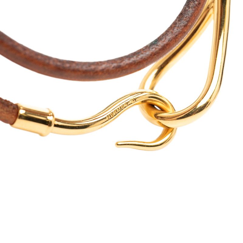 Hermes Jumbo Bracelet Brown Gold Leather Plated — view 4