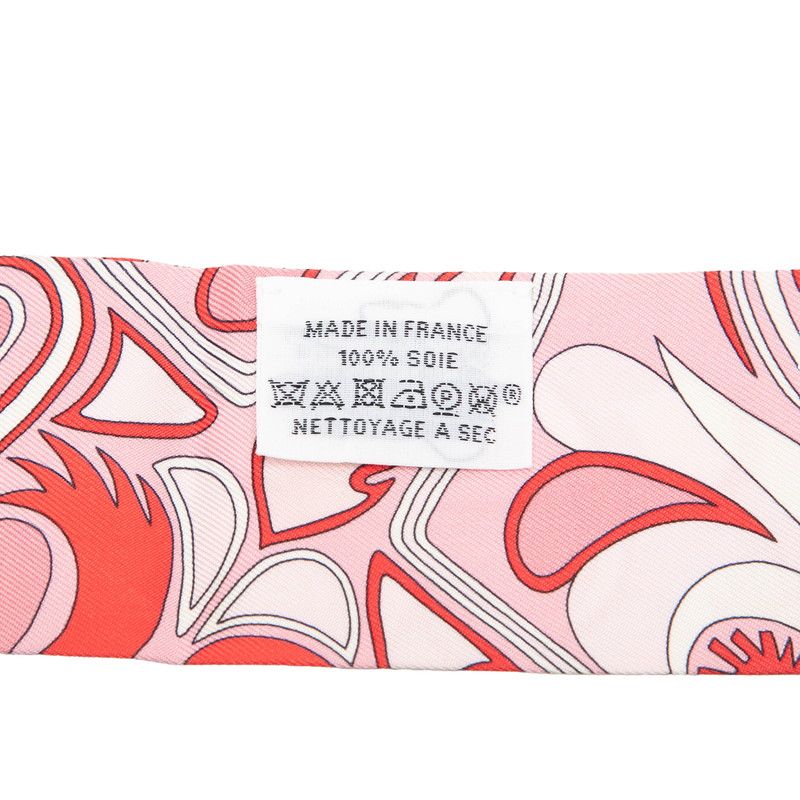 Hermes Twilly Folklore Ethnology Scarf New Tag Pink Silk — view 7
