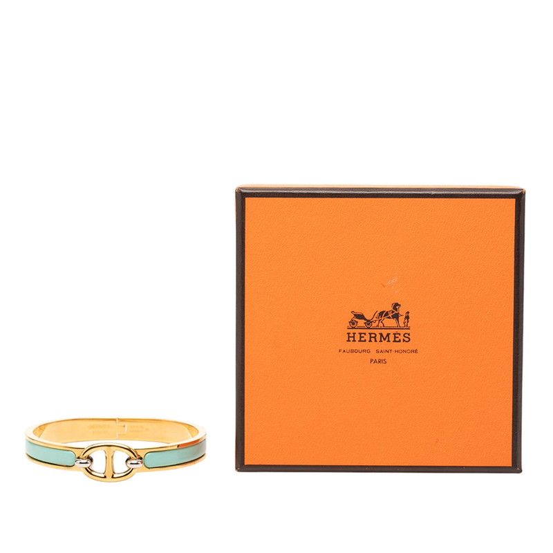 Hermes Mini Click Chaine D'ancre Bracelet Gold Silver Blue Plated Metal — view 5