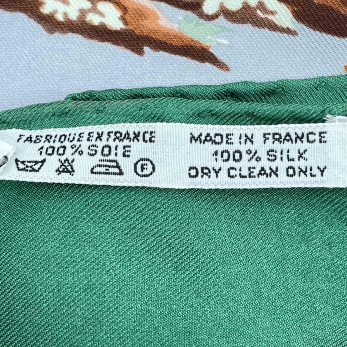 Hermes Carre 90 Scarf Silk la Chasse En Afrique African Hunt Green — view 7