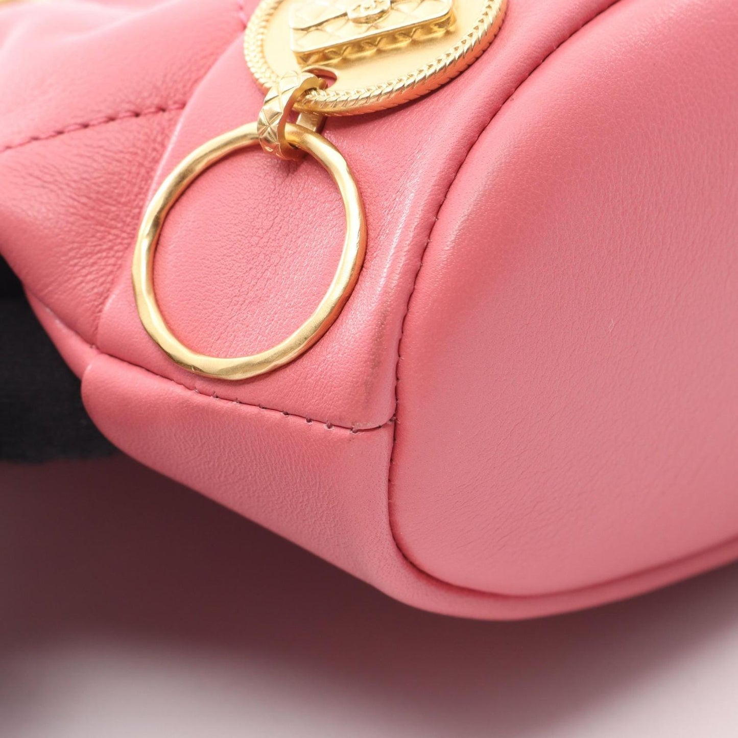 Chanel Shoulder Bag Quilted Pink Lambskin Small Bucket Chain — view 6