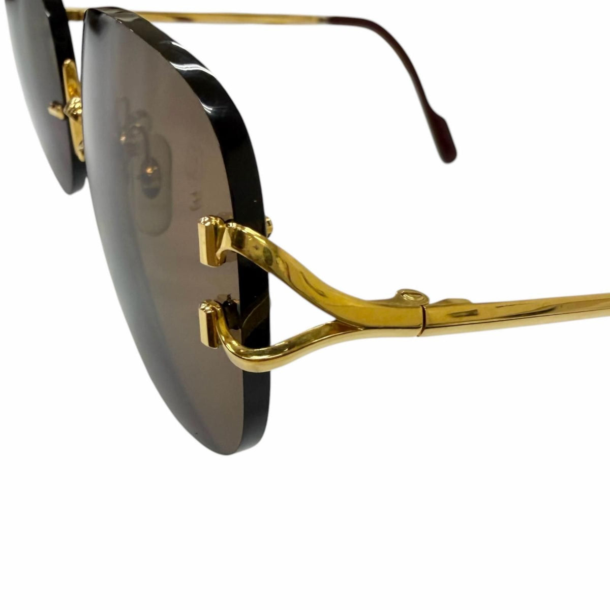 Cartier Vintage 2C Deco Rimless Two Point Sunglasses Gold Bordeaux Prescription — view 8
