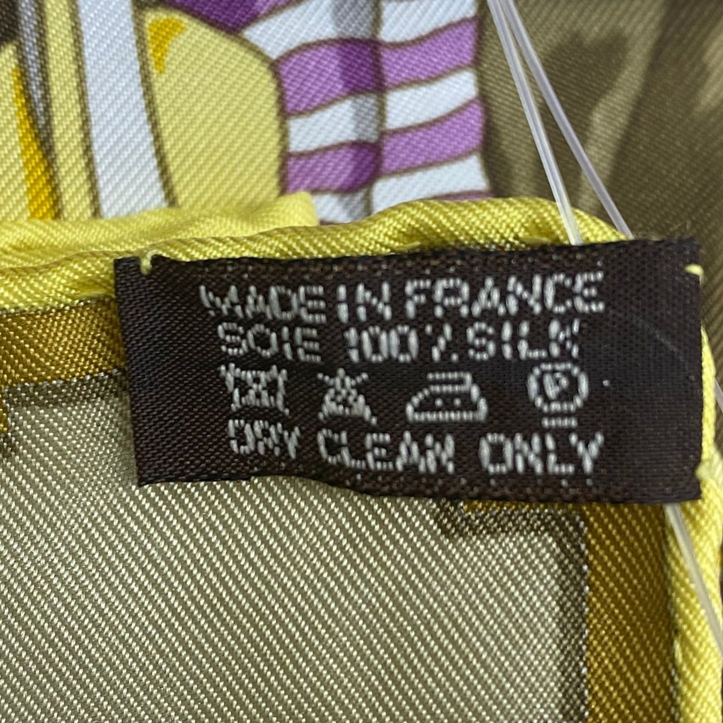 Hermes Carre 90 Scarf Silk Les Poneys de Polo Large Horse Pattern Yellow — view 8