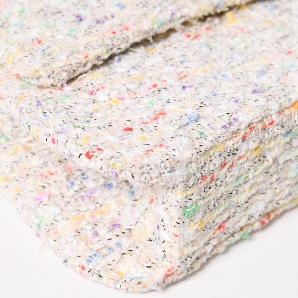 Chanel Confetti Tweed Chain Shoulder Bag Flap Ivory Multicolor CC Logo Silver — view 8