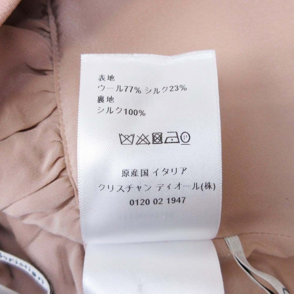 Dior Lace Up Waist Flare Skirt Wool Silk Knee Length 40 Pink Beige — view 6