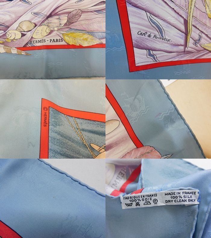 Hermes Christophe Colomb Carre 90 100% Silk Large Scarf Light Blue — view 3