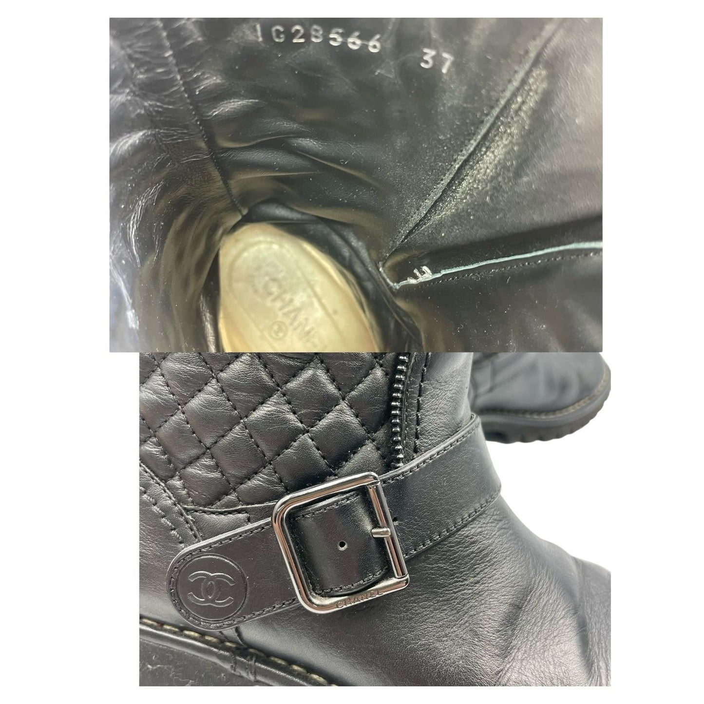 Chanel Engineer Boots Quilted Leather Side CC Logo Black — view 8