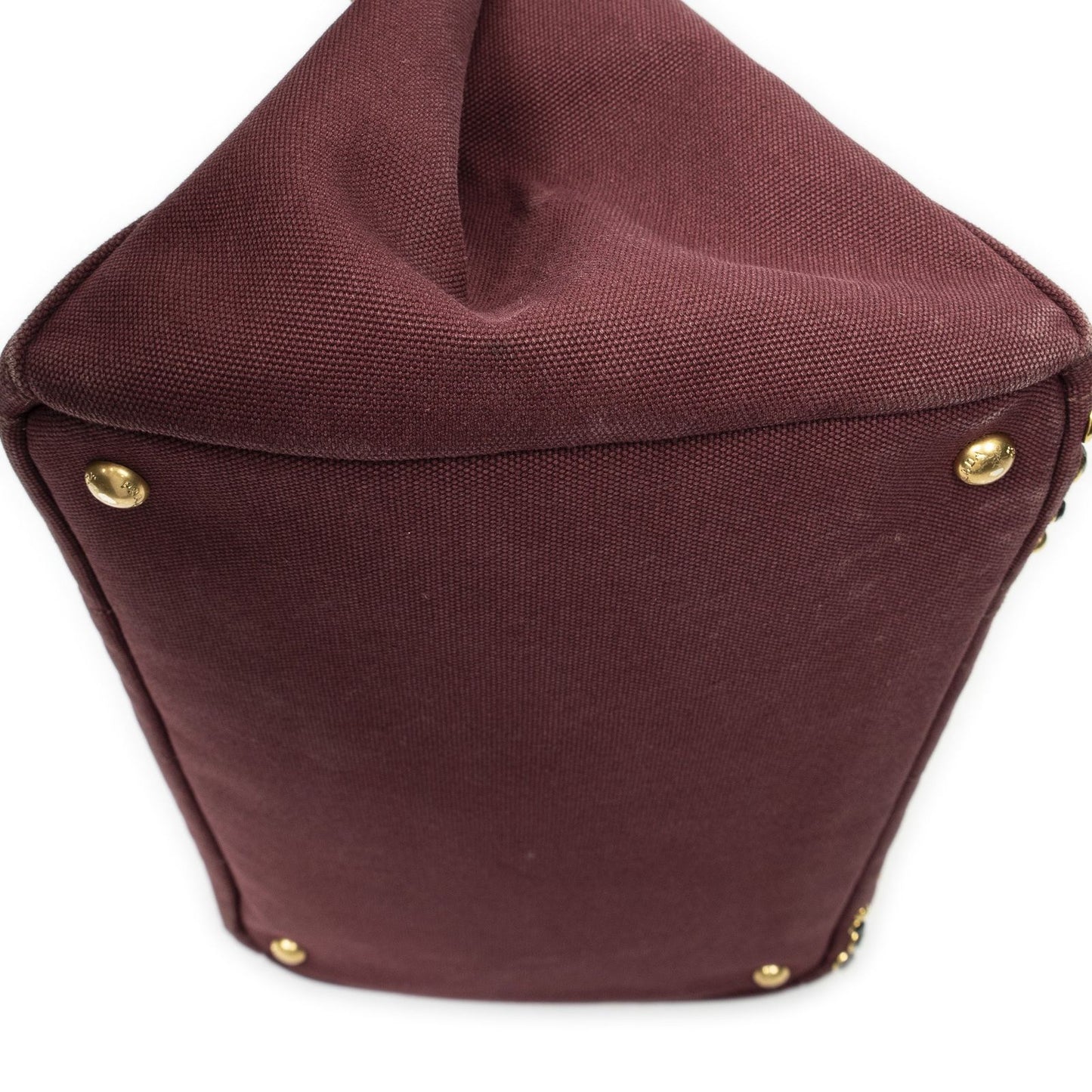 Prada Large Rhinestone Canapa Tote Bag Burgundy Studded Canvas — view 8