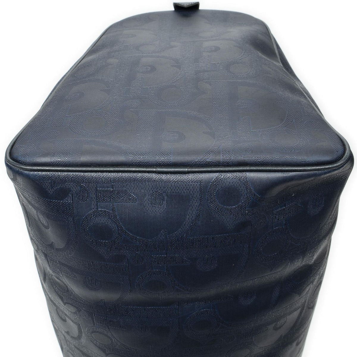 Dior Vintage Large Travel Boston Navy Maxi Trotter Pattern Canvas Shoulder Bag — view 8