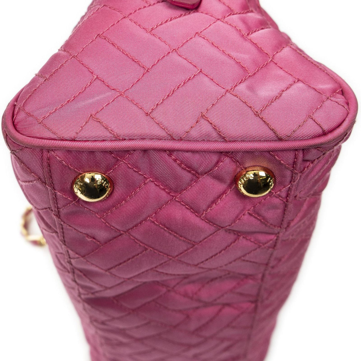 Prada Chain Shoulder Pink Matelasse Nylon Canvas Messenger Bag — view 8