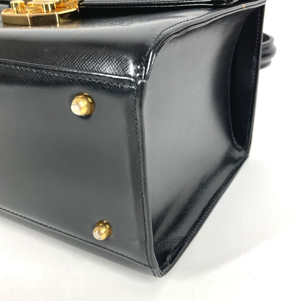 Versace Handbag Sunburst Logo Vanity Bag Leather Black — view 8