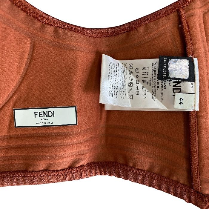 Fendi Bra Top Sports Top Training Wear FF Logo Nylon Polyurethane Orange Sporty — view 8