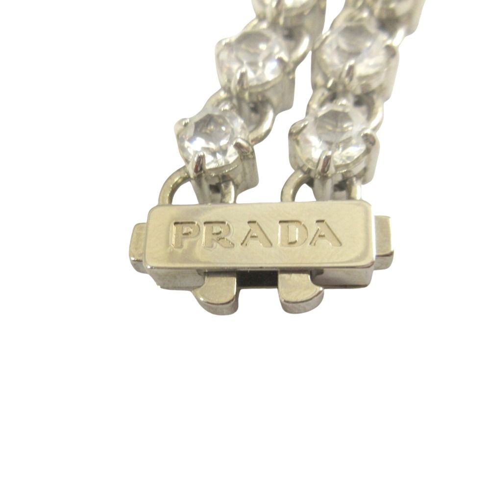 Prada Rose Bijou Bracelet Bangle Rhinestone Silver Pink — view 8