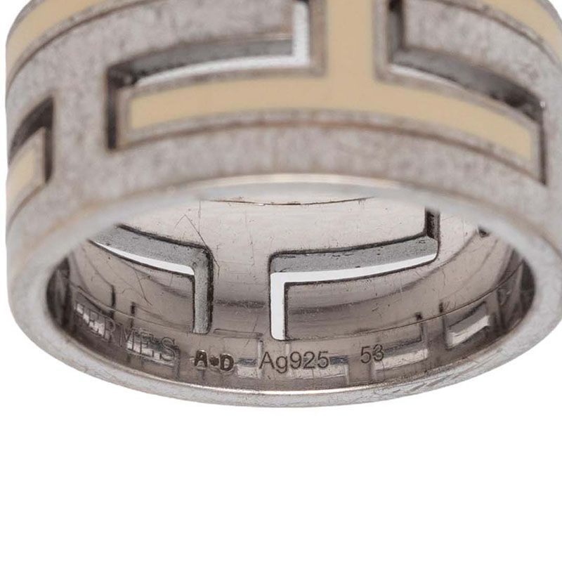 Hermes Mou Bash Ring 53 Ivory Silver — view 5