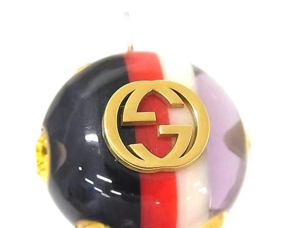 Gucci Brooch Tricolor Web Resin Pin Multicolor Metal Gold Interlocking G — view 4