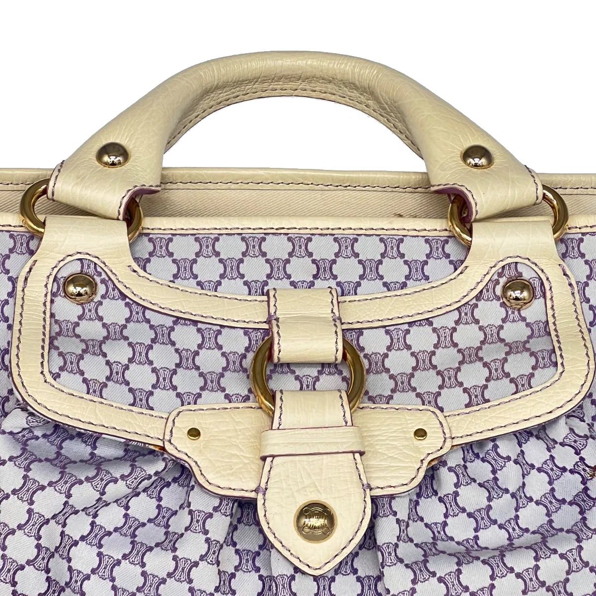 Celine Handbag Macadam Pattern Purple White — view 8