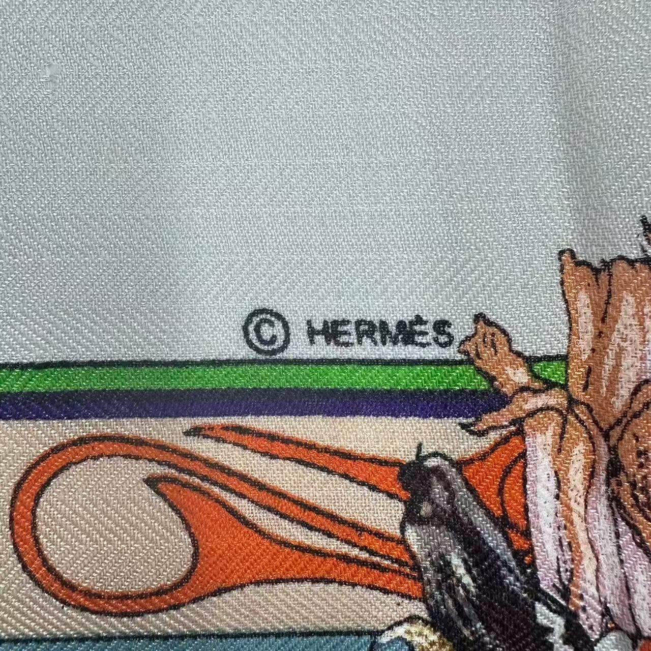 Hermes Carre 140 Large Scarf Cashmere Shawl Silk Kachina Blue — view 8