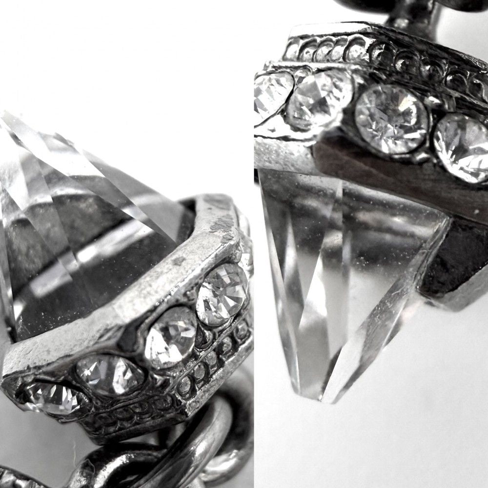 Chanel Earrings CC Logo Swing Rhinestone Silver — view 8