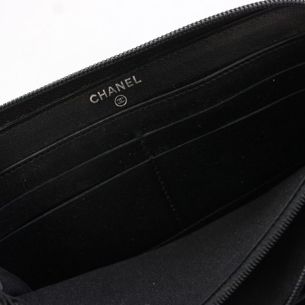 Chanel Wallet Caviar Leather CC Logo Zip Around Black — view 8