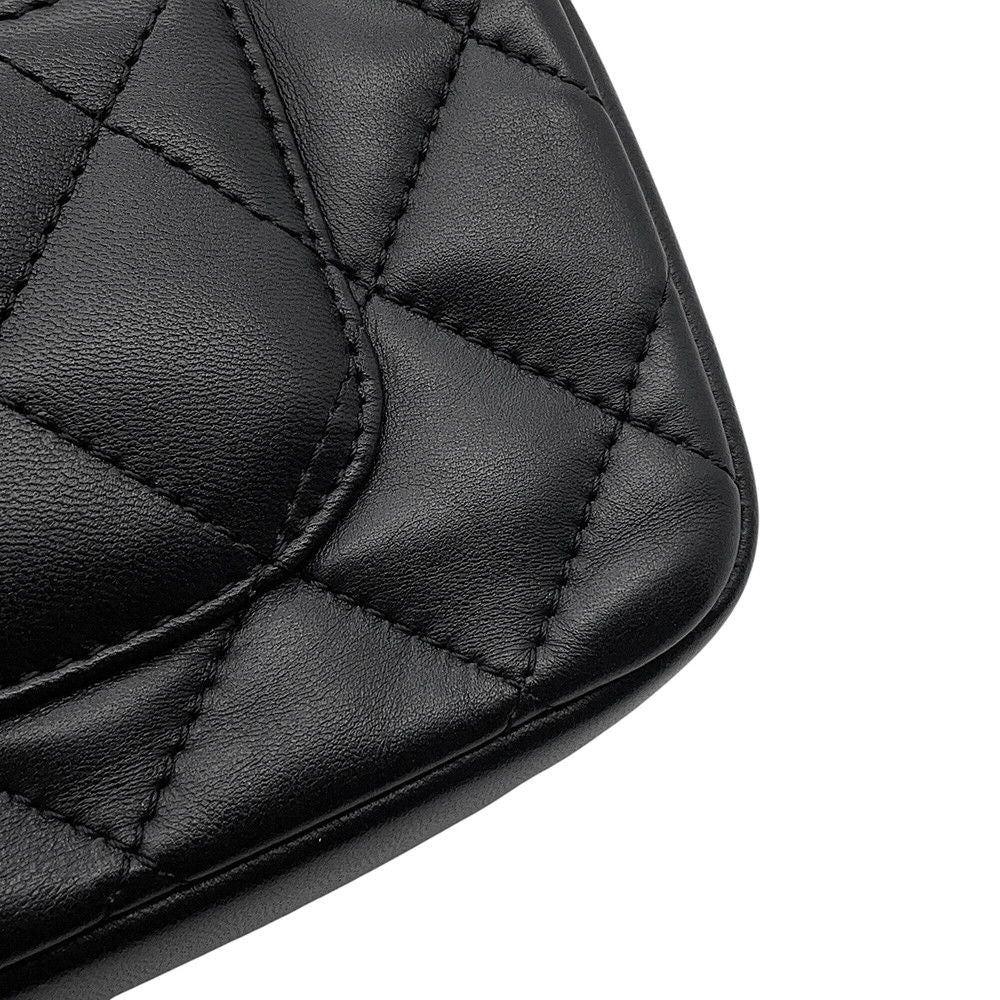 Chanel Chain Shoulder Bag Mini Quilted CC Logo Lambskin Black — view 8