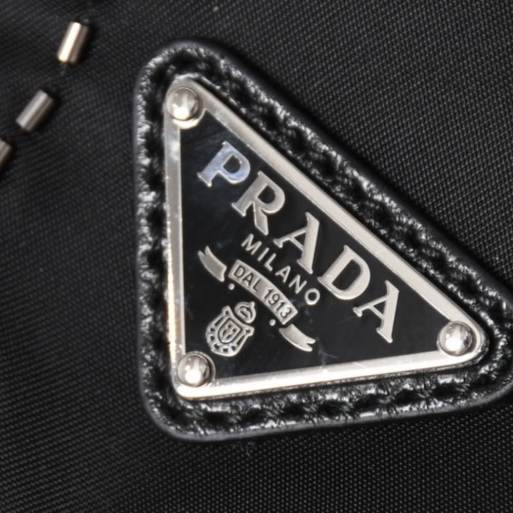 Prada Nylon Bag Hand Bag Handbag Rhinestone Triangle Logo Black — view 8