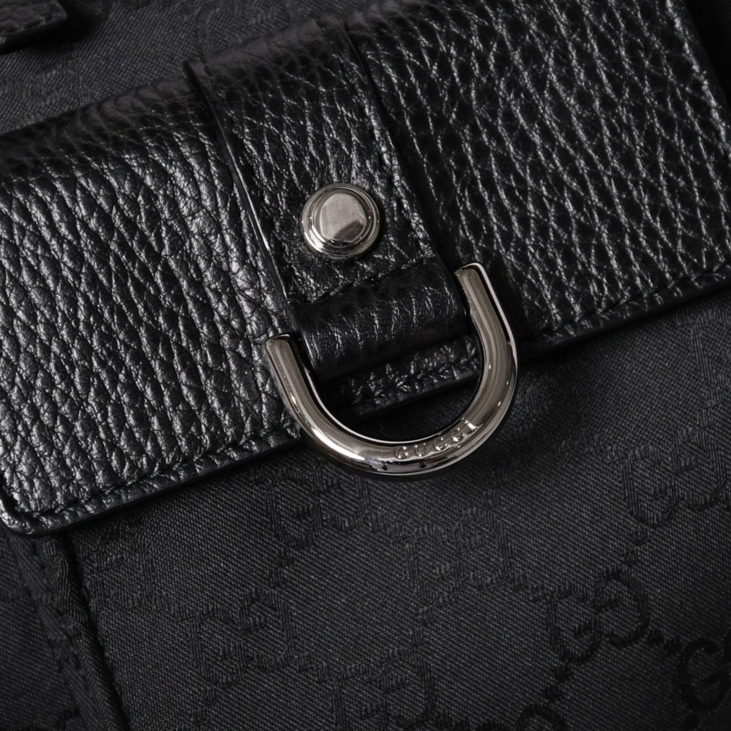 Gucci Abbey GG Nylon Canvas Pocket Tote Bag Black Silver — view 8