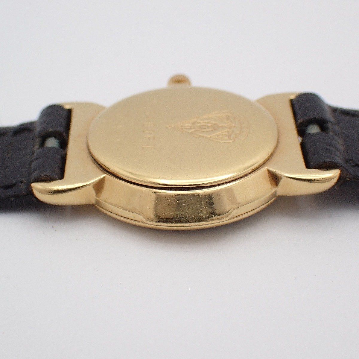 Gucci Quartz Watch Gold Black Dial Leather Strap — view 8