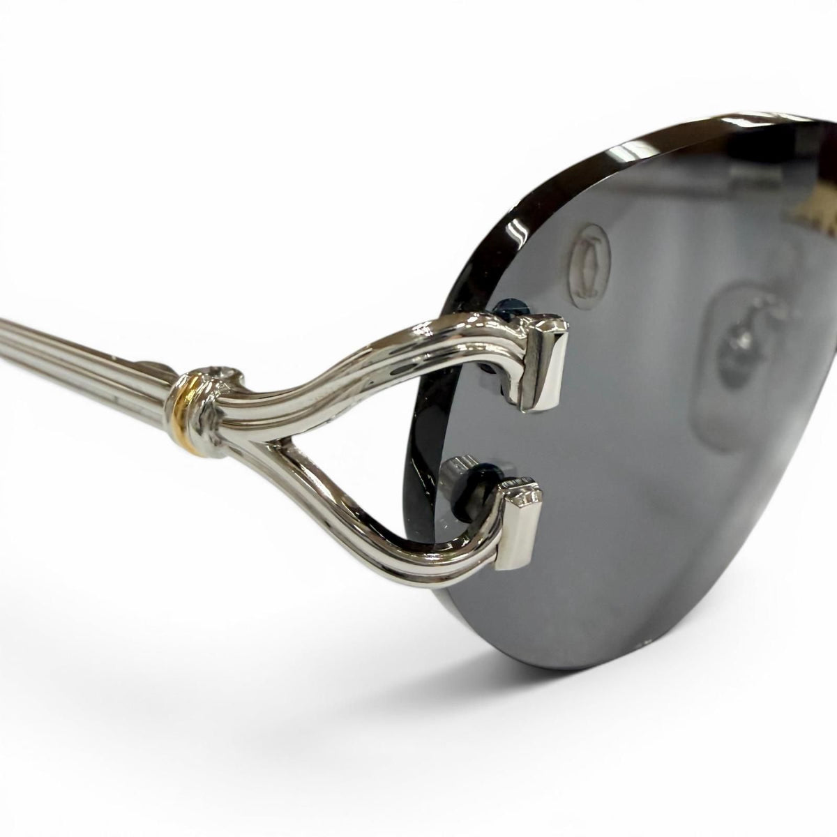 Cartier Two Point Rimless Eyewear Sunglasses Silver Black 18 130 Demo Lens — view 8