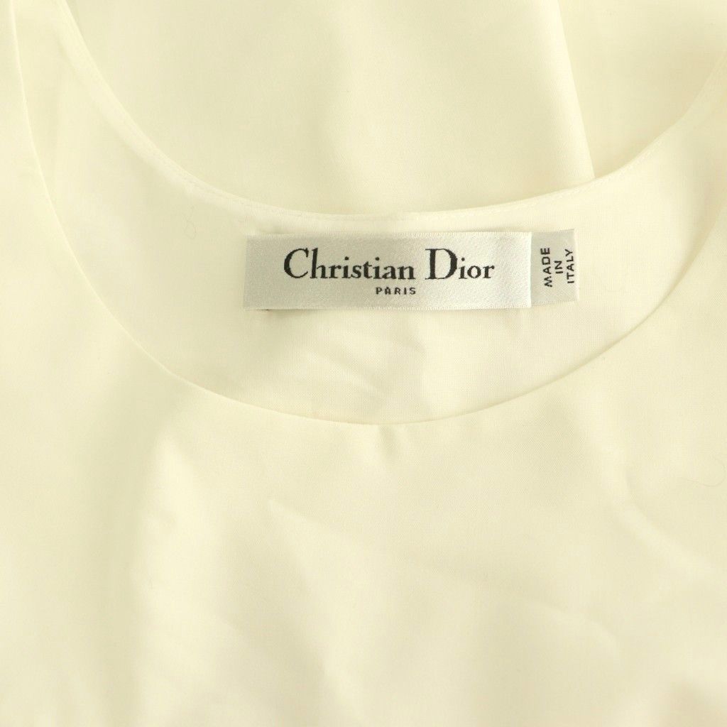 Dior Bee Embroidery Huipil Cotton Silk Blouse French Sleeve Pullover White DO — view 6