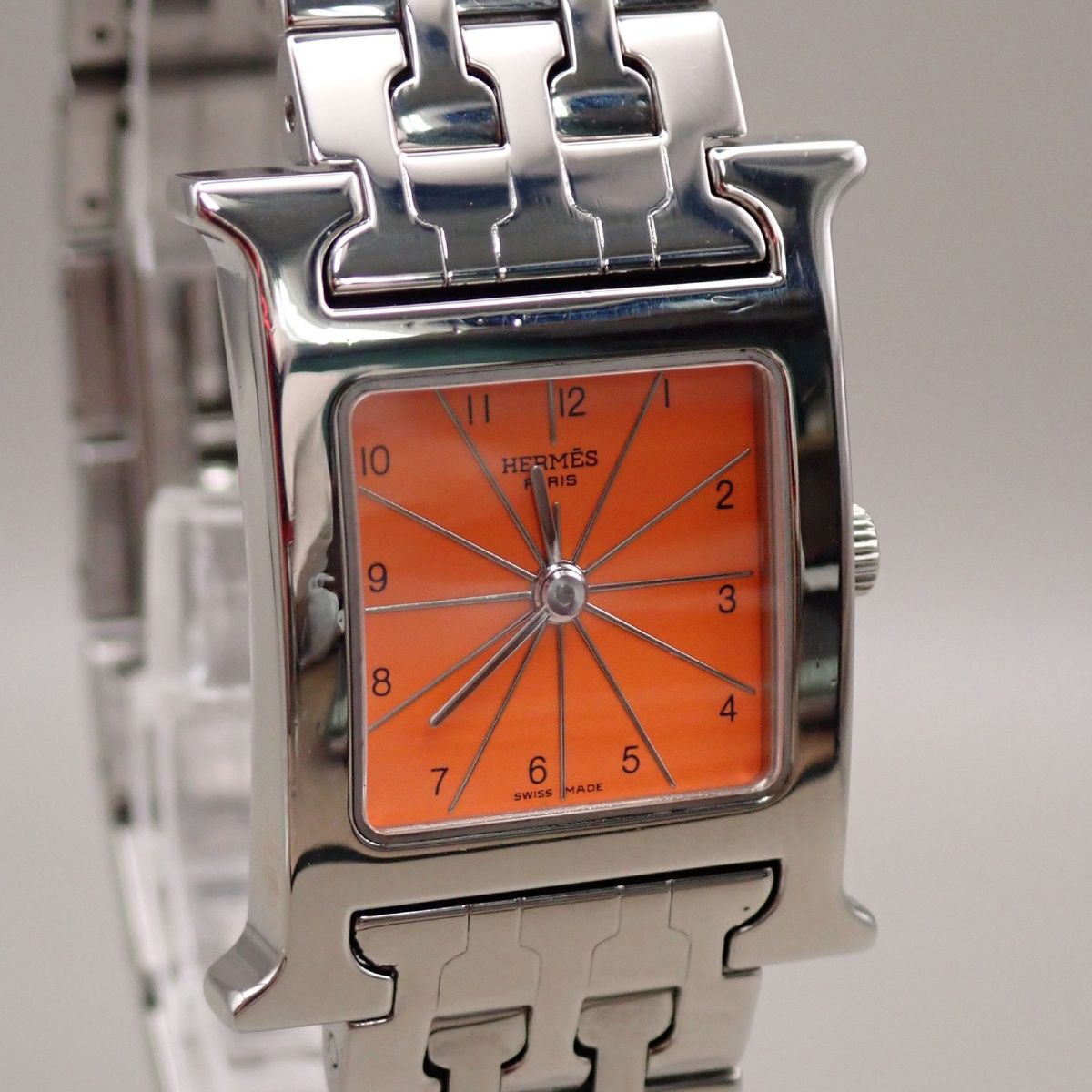 Hermes Watch Silver Orange Quartz — view 8