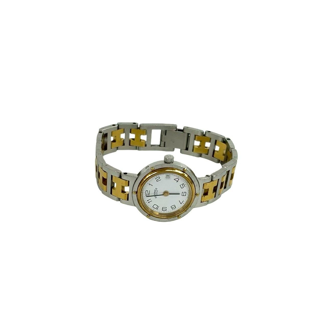 Hermes Vintage Clipper Log Stainless Steel Watch Wrist Silver Gold — view 8