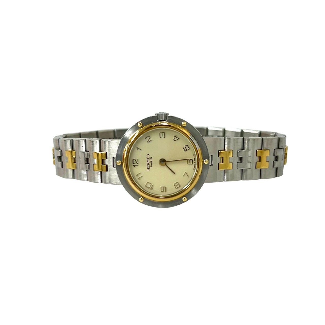 Hermes Vintage Clipper Stainless Steel Quartz Watch Silver Gold — view 8