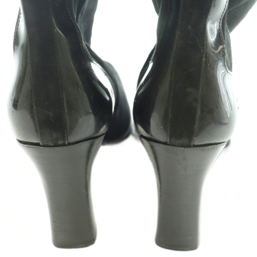 Gucci Long Boots Square Toe Chunky Heel Suede Contrast One Color Black BB 36.5 — view 8