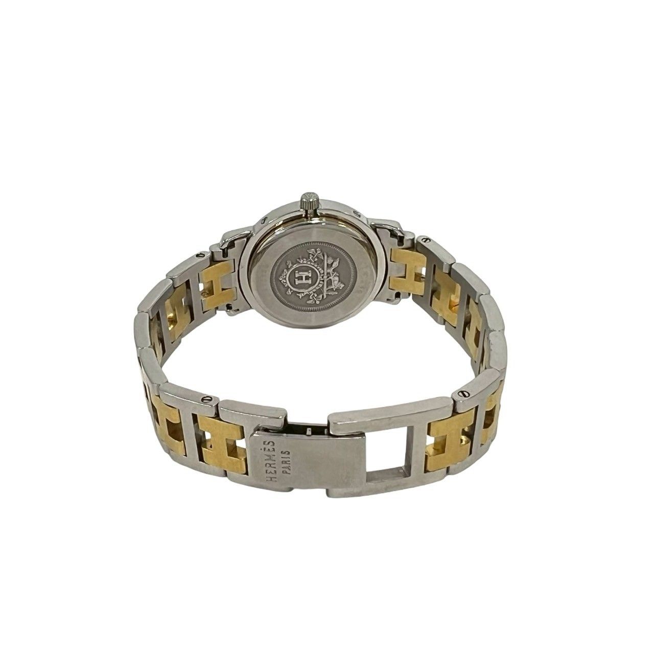 Hermes Vintage Clipper Stainless Steel Quartz Watch Silver Gold — view 8