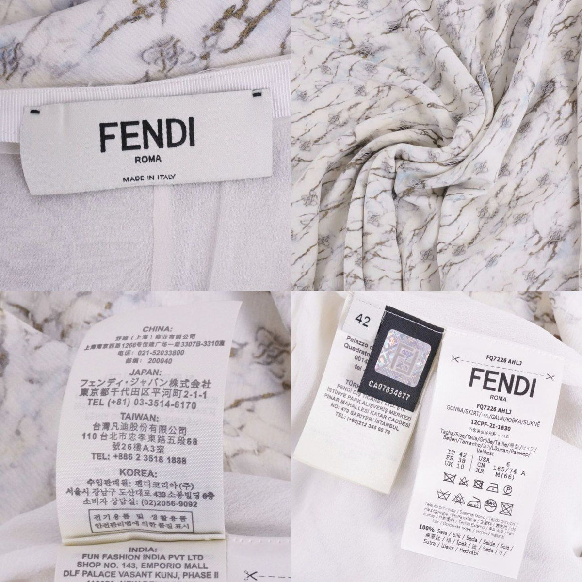 Fendi Skirt Long All Over Pattern Silk — view 7