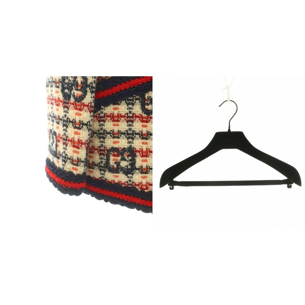 Gucci Zadeh Color Jacket Tweed Interlocking GG Logo Embroidery Open Front — view 8