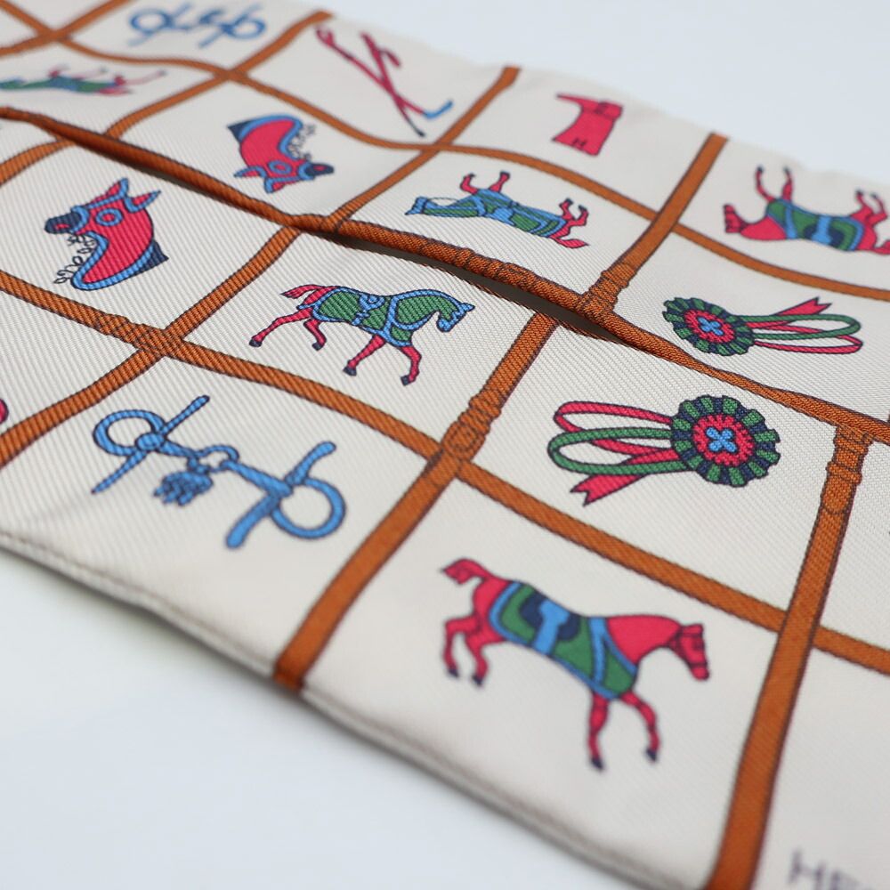 Hermes Tenues Twilly Scarf Couvertures Et de Jour Cream — view 8